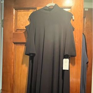 Clara Sunwoo Olive Penelope Turtleneck Cold Shoulder A-line Tunic Dress Size S